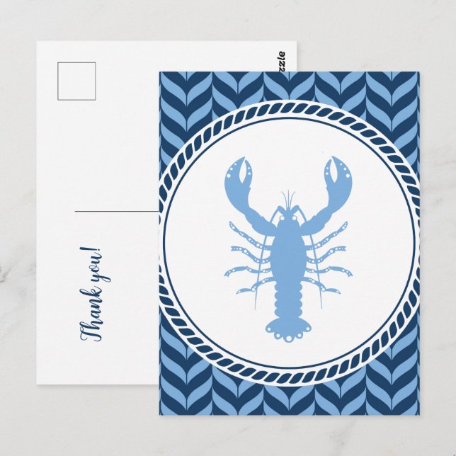 Nautisch Blaue Hummer Küste  Postkarte (Vorne/Hinten)