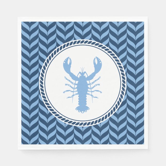 Nautisch Blaue Hummer Küste  Serviette (Vorderseite)