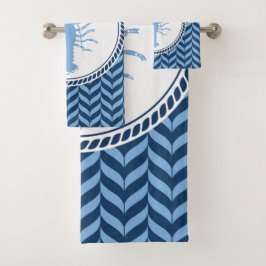 Nautisch blaue Hummer-Küsten-Badehandtuch-Set (Edi Badhandtuch Set