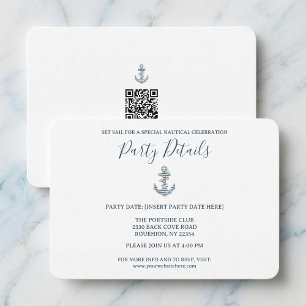 Nautisch gestreifte Anker-Geburtstagsfeier QR-Code RSVP Karte