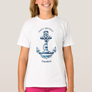 Nautisch gestreifter Anker Geburtstag T-Shirt