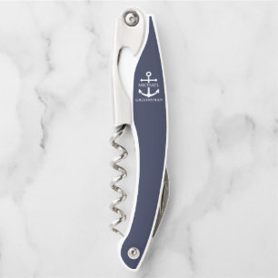 Nautisch marineblaue Anker personalisierte Trauzeu Kellnermesser
