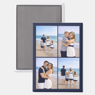 Nautisch marineblaue personalisierte Familienfoto Magnet