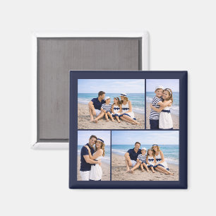 Nautisch marineblaue personalisierte Familienfotos Magnet