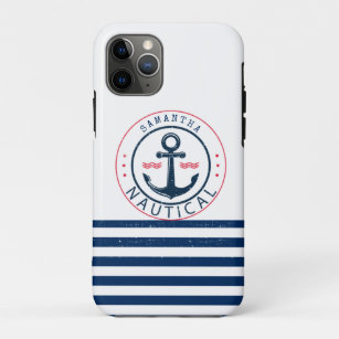 nautisch, Schiffsname, Anker Blaue Streifen Case-Mate iPhone Hülle