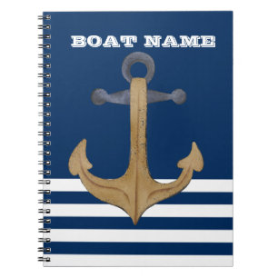 Nautisch, Vintage-Anker Streifen in Marineblau Notizblock