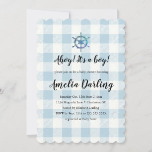 Nautische Ahoy Baby Boy Baby-Party Einladung