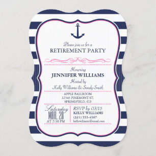 Nautische Ancho; l Navy & Pink Rente Party Einladung
