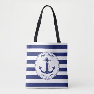 Nautische Anchor Navy Blue First Mate Personalisie