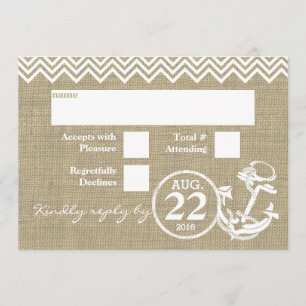 Nautische Anker-Chevron-Hochzeits-RSVP Einladung