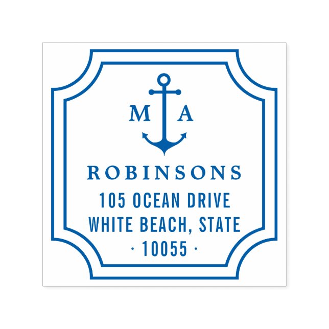 Nautische Anker-Doppelmonogramm-Rücksendeadresse Permastempel (Design)