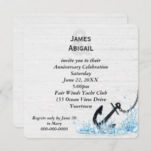 Nautische Anker im Wasser Jubiläum Party Einladung