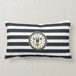 Nautische Anker in der Marine & Gold Lendenkissen