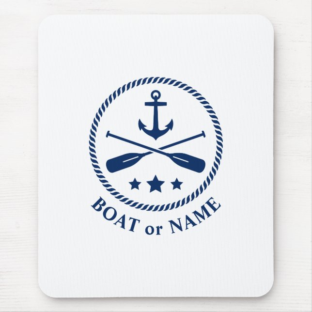 Nautische Anker & Oars Ihr Schiff oder Name Navy B Mousepad (Vorne)
