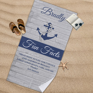 Nautische Anker Personalisierter Blauer Navy Fun F Strandtuch