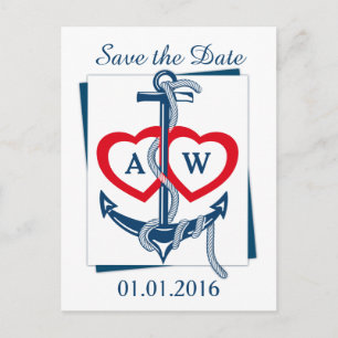 Nautische Anker-Save the Date Postkarten Angepasst