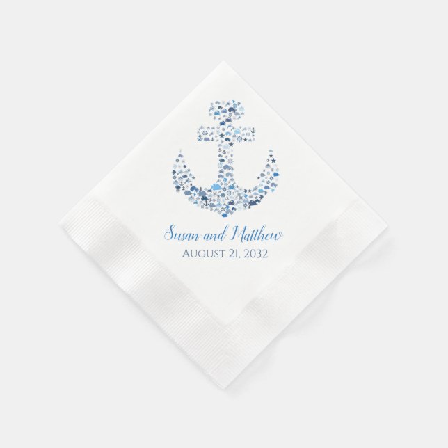 Nautische Anker und Fische Gewohnte Hochzeit Napki Serviette (Ecke)