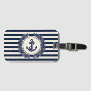 Nautische Anker und Laurel Wreath auf Marineblände Gepäckanhänger