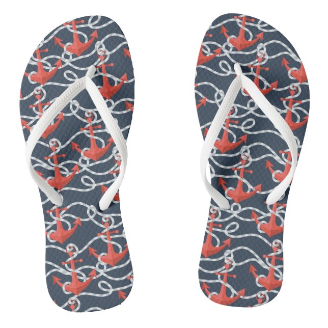 Nautische Anker und Seilmuster Flip Flops (Fußbett)