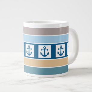 Nautische Anker- und Streifen-Tasse Jumbo-Tasse