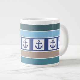 Nautische Anker- und Streifen-Tasse Jumbo-Tasse