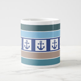 Nautische Anker- und Streifen-Tasse Jumbo-Tasse