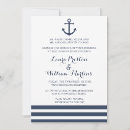 Nautische Anker- und Streifenhochzeit Einladung
