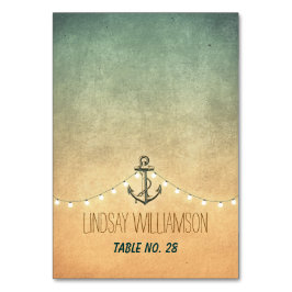 Nautische Anker- und String-Lights-Platzkarten Tischnummer