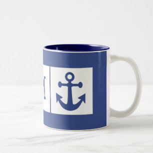 Nautische Ankerbenutzerdefinierte Monogramm-Tasse Zweifarbige Tasse