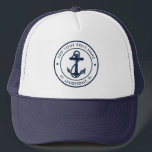 Nautische Ankerbezeichnung Segelboot Truckerkappe<br><div class="desc">Fügen Sie Ihren Bootsnamen hinzu und docken Sie an, indem Sie oben auf die Schaltfläche "Personalisieren" klicken. Set-Segel im Stil mit unserem maßgeschneiderten nautischen Hut, der ultimativen Begleiter für Ihre maritimen Abenteuer. Dieser LKW-Hut besticht durch ein niedliches Design, das von den Wundern des Ozeans inspiriert wird und klassische maritime Motive...</div>