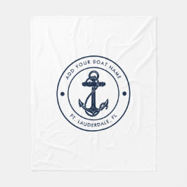 Nautische Ankerbootname Navy Blue Boote kundenspez Fleecedecke