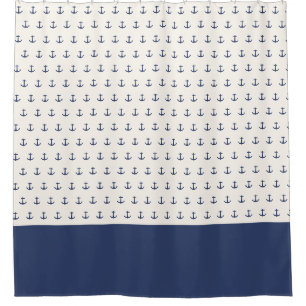 Nautische Ankerküste Blaue Creme Duschvorhang