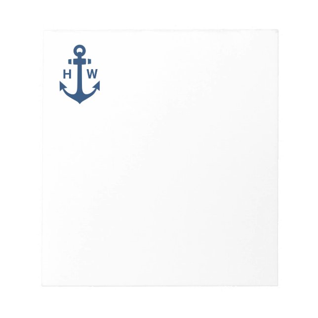 Nautische Ankermonogramm-Navy-Notepad Notizblock (Vorderseite)