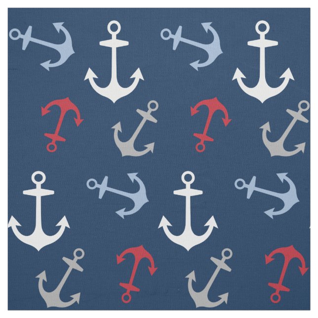 Nautische Ankermuster | Red White Navy Blue Stoff (Muster)