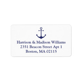 Nautische Ankernacht blaue benutzerdefinierte Rück Adressaufkleber