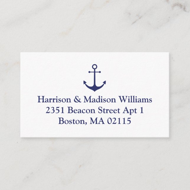 Nautische Ankernacht blaue benutzerdefinierte Rück Begleitkarte (Vorderseite)