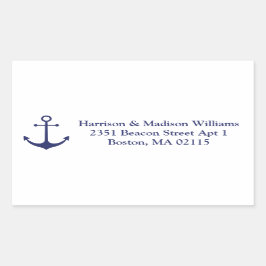 Nautische Ankernacht blaue und weiße benutzerdefin Rechteckiger Aufkleber