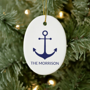 Nautische Ankernacht blauer, benutzerdefinierter F Keramik Ornament
