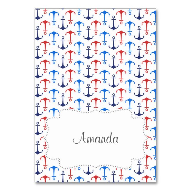 Nautische AnkerPlatzkarte Tischnummer (Vorderseite)