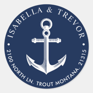 Nautische AnkerRücksendeadresse Runder Aufkleber