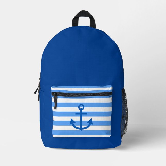 Nautische Ästhetik Deep Blue Bedruckter Rucksack (Vorderseite)