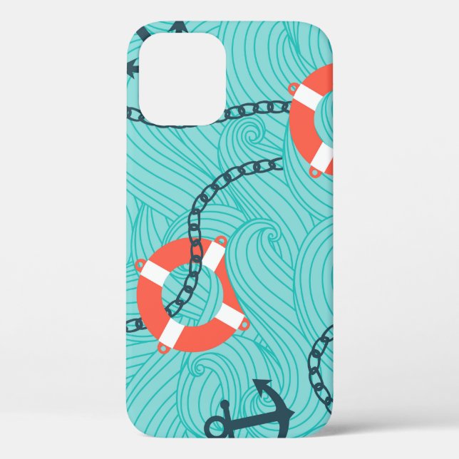 Nautische Attribute Freehand Nahtloses Muster Case-Mate iPhone Hülle (Rückseite)
