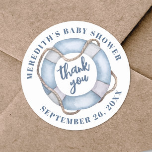 Nautische Babyparty Danke schön Runder Aufkleber
