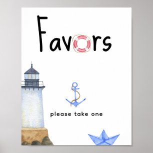 Nautische Babyparty - Gastgeschenke, bitte nehmen Poster