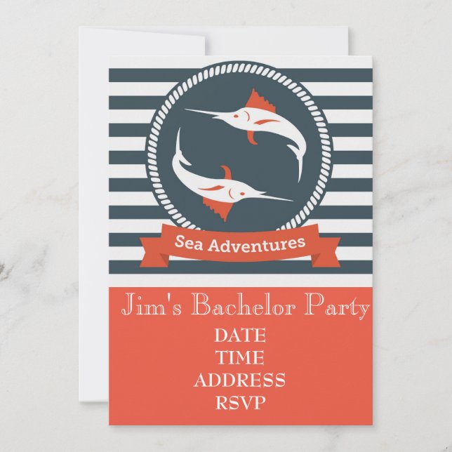 nautische Bachelor-Party Einladung (Vorderseite)
