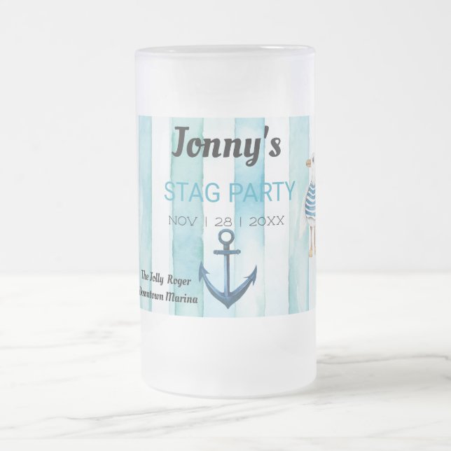 Nautische Bachelor-Party Mattglas Bierglas (Mittel)