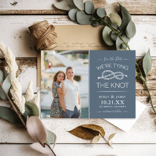 Nautische Bindung des Fotos des Knotens Save the D Date