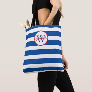 Nautische blau-weiße Streifen Monogramm