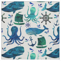 Nautische Blaue Wasserfarbe Tintenfische Meeresfis