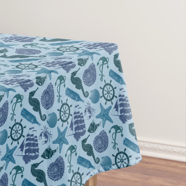Nautische Blautöne Muster Tischdecke (Beispiel)